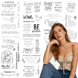 72PCS Christian Temporary Tattoos Adults for Scriptures Selections
