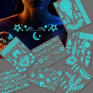Glow In The Dark Tattoo for Women, 7 Sheets Butterfly