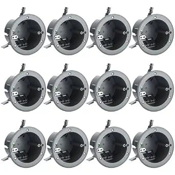 Tellegloww 12 Pcs 4-1/4" Round Electrical Box Non Metallic Junction Plastic 18 Cubic Inches Old Work Ceiling Box for Wall Lights