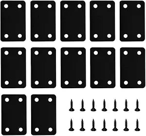 12 Pcs Black Metal Flat Straight Brace Bracket, 2.4 x 1.5 Inch Joining Fixing Brackets, Flat Fixing Corner Brace Plates for Tables, Cabinets, Bookshelves