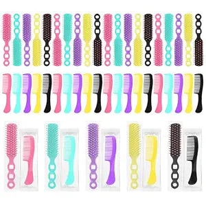 50 Hair Brush and Combs Bulk Individually Wrapped Disposable Hair Combs