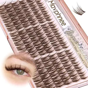 Anime Cluster Lashes Brown Cluster Eyelash Extensions Fairy Eyelash Clusters Wispy Lash Clusters Dark Brown Individual Lash C-Curly Lash Extension Spiky Manga DIY Eyelashes Pack (108Pcs, 10-16MM)