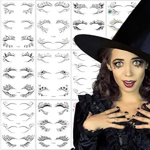 38 Pairs Halloween Face Eye Shadow Tattoo Stickers Eyeliner Decals Spider Web Skull Bat Face Makeup Temporary Tattoo Stickers for Women Girls Halloween Masquerade Carnival Party Eye Art Decoration