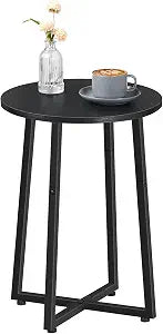 HOOBRO Side Table, Round End Accent Table with Sturdy Metal Frame