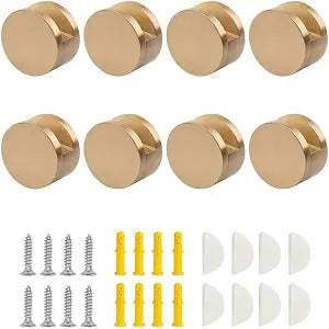 Mirror Clip Glass Clips Clamps Holder Round Shape Wall-Mounted Mirrors Bracket Bathroom Mirrors Supporting Sheet Nail Dresser Mirror Fixed Fitting for 5-11mm Thick Mirror (8Pcs)