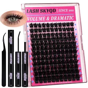 Lash Clusters Kit,12���18mm Dramatic Long Volume Individual Lashes,Wispy Fluffy Spiky D Curl Cluster Eyelash Extensions with Bond & Seal,Ideal for Halloween Makeup Looks by LASH