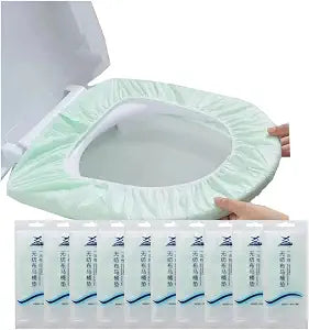 Disposable Non-woven Toilet Seat Mat 2 Layer Water Proof Toilet Cover Portable Travel Hotel Toilet Seat Pad 10 Pieces (Green)