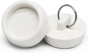 2 PCS 1-1/2" to 1-5/8" Rubber Drain Stopper with Hanging Ring, White