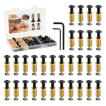 30 Sets 1/4 Threaded Inserts for Wood Kit for Woodworking & DIY Projects