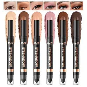 Noerrors 6pcs Dual Ended Neutral Matte Cream Eyeshadow Stick for Older Women, Nude Beige Taupe Brown Mauve Naked Waterproof Pigmented Eye Crayon Eyeshadow, Natural Eye Brightener Stick Pencil Makeup