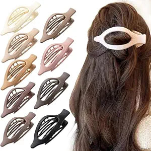 Flat Hair Clips, 9 PCS 4.7 Inch Large Side Slide Volume Duckbill Clips for Women & Girls, Internal Tooth Design, Strong Hold Matte Hair Clips for Thick Hair & Thin Hair,French Concord Clip