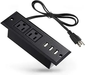 Conference Recessed Power Strip Socket with USB Ports,Table Power Strip,Desktop Charging Station with 2-Outlets and 3 USB Ports(Max 3.5A)
