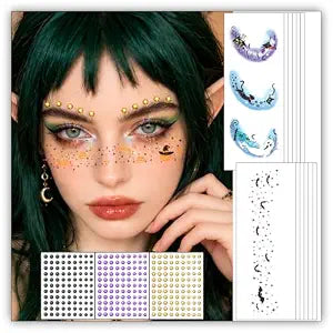 Halloween Glitter Freckles Temporary Face Tattoos for Party Cosplay Makeup
