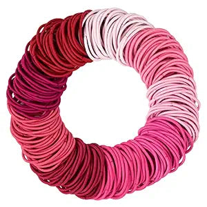 216pc 4mm Shades of Pink Hair Ties Value Pack - No Metal Durable Ponytail