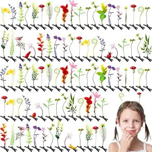 100 Pieces Bean Sprout Hair Clips,Mixed Style Plant Hairpins,Funny Plant Hairpins Hair Accessories for Women,Girls,Kids,Home Party,School