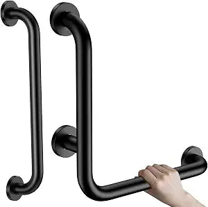 16 Inch L-Shaped Angled Grab Bar for Shower Bathroom, Matte Black