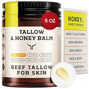 Beef Tallow for Skin - Tallow and Honey Balm For Face - Gift Ready - Tallow Face Moisturizer - Beef Tallow Moisturizer - Tallow Balm - Grass Fed Beef Tallow For Skin - Tallow Face Cream Lotion
