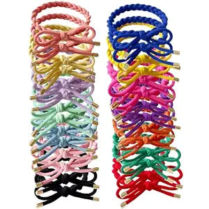 28 PCS Colorful Braided Hair Ties Bow Tie Hair Bracelets for Women Girls Elastic Hair Ties No Damage Ponytail Holders(14 Colors)