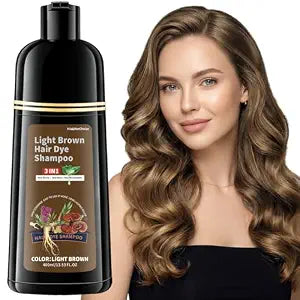 Light Brown Hair Dye Shampoo, 3-in-1 Hair Color for Gray Coverage