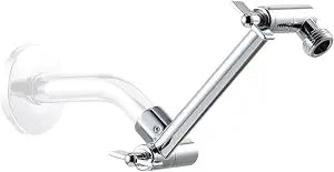 OFFO 6 inch Shower Head Extension Arm, Adjustable Height & Angle Shower Arm Extender with Locking Nut, Easy Install Universal G1/2 Connector for Fixed and Handheld Showerhead, Chrome