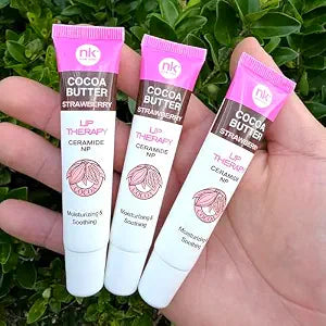 3 Pack Cocoa Butter Strawberry Lip Therapy with Ceramide NP for Moisturizing and Soothing for Dry Chapped Lips