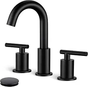 Bathroom Faucet 3 Hole, 2 Handle Vanity Sink Faucet Matte Black