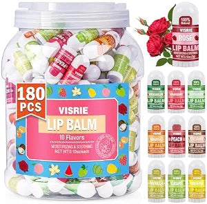 180 Pack Mini Lip Balm Bulk, 10 Assorted Flavors