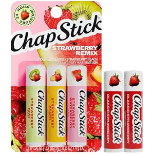 ChapStick Lip Balm Set, Strawberry Remix + 2 Classic Strawberry, 0.15 Oz Ea