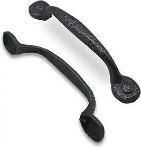 10 Pack 3-3/4 Inch (96mm) Hole Center Black Iron Cabinet Pulls,Antique Black Rustic Drawer Pulls Hammered Cabinet Handles Kitchen Cabinet Hardware Vintage Pulls for Drawers.