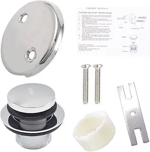 Tip-Toe Bathtub Drain Kit with 2-Hole Overflow Faceplate, Chrome