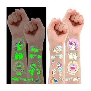 Partywind Luminous Temporary Tattoos for Kids, Glow Party Supplies
