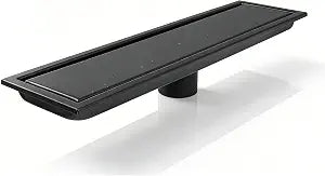 40cm Linear Shower Drain, Rectangular Floor Drain Black Drain Removeable Shower Drain Stainless Steel Floor Drain for Shower