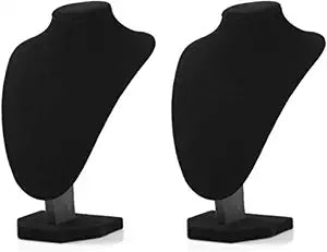 Comelyjewel Necklace Display Stand Set of 2, 21cm Velvet Jewelry Bust for Necklaces & Earrings, Tangle-Free Organizer for Dresser, Jewelry Display for Home & Vendors (Black Velvet)
