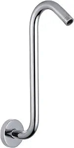 Voolan 12 Inch Shower Head Extension Arm with Flange, S Shaped Shower head Riser Pipe, Stainless Steel Long Goose Neck Curve Standard 1/2" Connection (Chrome)