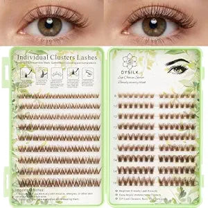 DYSILK 234Pcs Brown Lash Clusters 2 Styles, DIY Eyelash Clusters 8-16mm