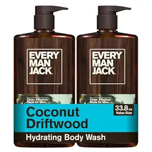 Every Man Jack Hydrating Body Wash for Men, Coconut Driftwood, Value 2pk