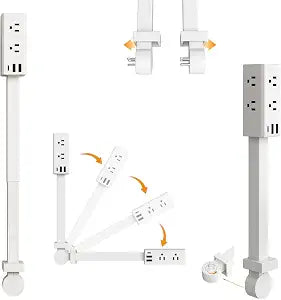 Electrical Outlet Extender Stick, 360 Rotating Wall Socket Expander, Adjustable 20"-30", with 6 Outlets & 2 USB-A+1 USB-C Ports for Behind Couches Nightstands Desks Hard-to-Reach Areas (A #)