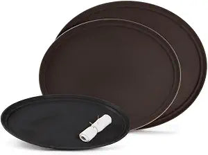 G.E.T. NS-2700-BK BPA-Free Non-Slip Plastic Oval Serving Tray, 27" x 22", Black