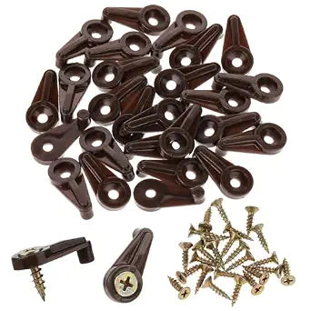 Glass Retainer Clips, 25 Pcs Glass Cabinet Clips 4mm Plastic Mirror Holder Clip Kit Transparent Glass-Door Retainer with Metal Screws for Fixing Window Glasses Cabinet Doors (Brown, Gold)