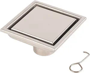 Stainless Steel Square Floor Drain, Removable Cover Durable Bathroom Shower Drain with Fast Water Drainage for Bathroom Kitchen Garage