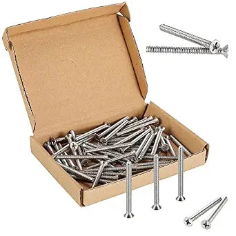 50Pcs Extra Long Outlet Screws, Phillips Flat Head, Electrical Wall Plate Switch and Receptacles Device Mounting Screws, 6-32 x 1-1/2 Inches, 18-8 (304) Stainless Steel