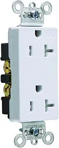 Legrand Pass & Seymour TR26362W 20 Amp Tamper-Resistant Heavy-Duty Decorator Duplex Receptacle Outlet, Back and Side Wire, White (1 Count)