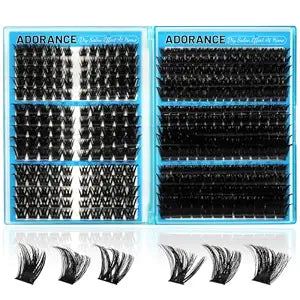Adorance Lash Clusters, 370pcs Cat Mixed Style and 120D 150D 200D Individual Eyelash Extensions, Soft Wispy DIY Lashes, Natural Look Professional DIY Eyelashes