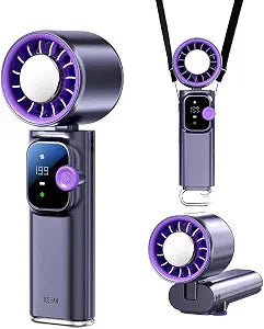 Portable Handheld Turbo Fan with Cooling Plate, 1-199 Speeds, LED Display