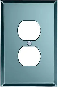 Switch Hits Blue Tint Glass Mirror Outlet Wall Plate | 1 Duplex | 3.5" x 5.25" | Professional Quality Glass Mirror Switch Plate Covers For All Configurations