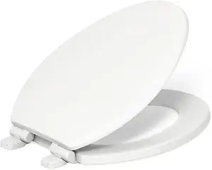 KOHLER 20454-0 Ridgewood Elongated Soft Close Toilet Seat, Quiet Close, Wood Toilet Seat, Home Essentials, White