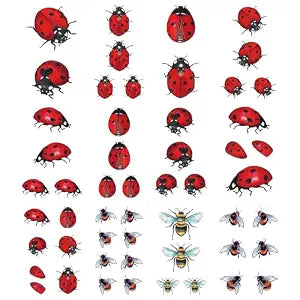 Ladybug Temporary Tattoo Stickers Waterproof Insects Bee Cartoon Hand Arm Shoulders Body Art 10.5X6cm Set of 12 (SF313)