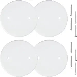 4 Packs 5 Inch Ceiling Cover Plate Metal Flat Round Electrical Cover Blank Circle Wall Plate with Screws Ceiling Fan Switch Cap, Holes Are Spaced 2.75 Inch, White (For 3-1/2 inch Electrical Box)