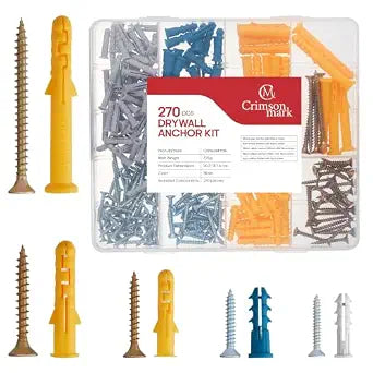 Self Drilling Drywall Kit Anchors, Screws and Bolts (270)