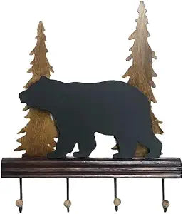 The Bridge Collection Black Bear Hooks - Towel Hooks Black Bear Bathroom Decor - Bear Accessories for Mountain Lodge Cabin Decor - Black Bear Decor for Kitchen, Bathroom Towel Rack Rustic